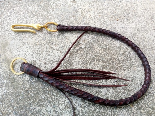 Brown biker leather braided - brown,